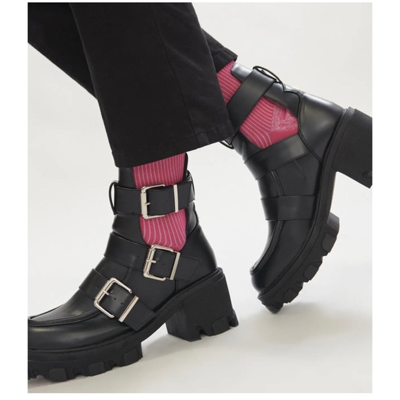 Lola Casademunt Buckle Anke Black Combat Boot - Picture 2 of 14